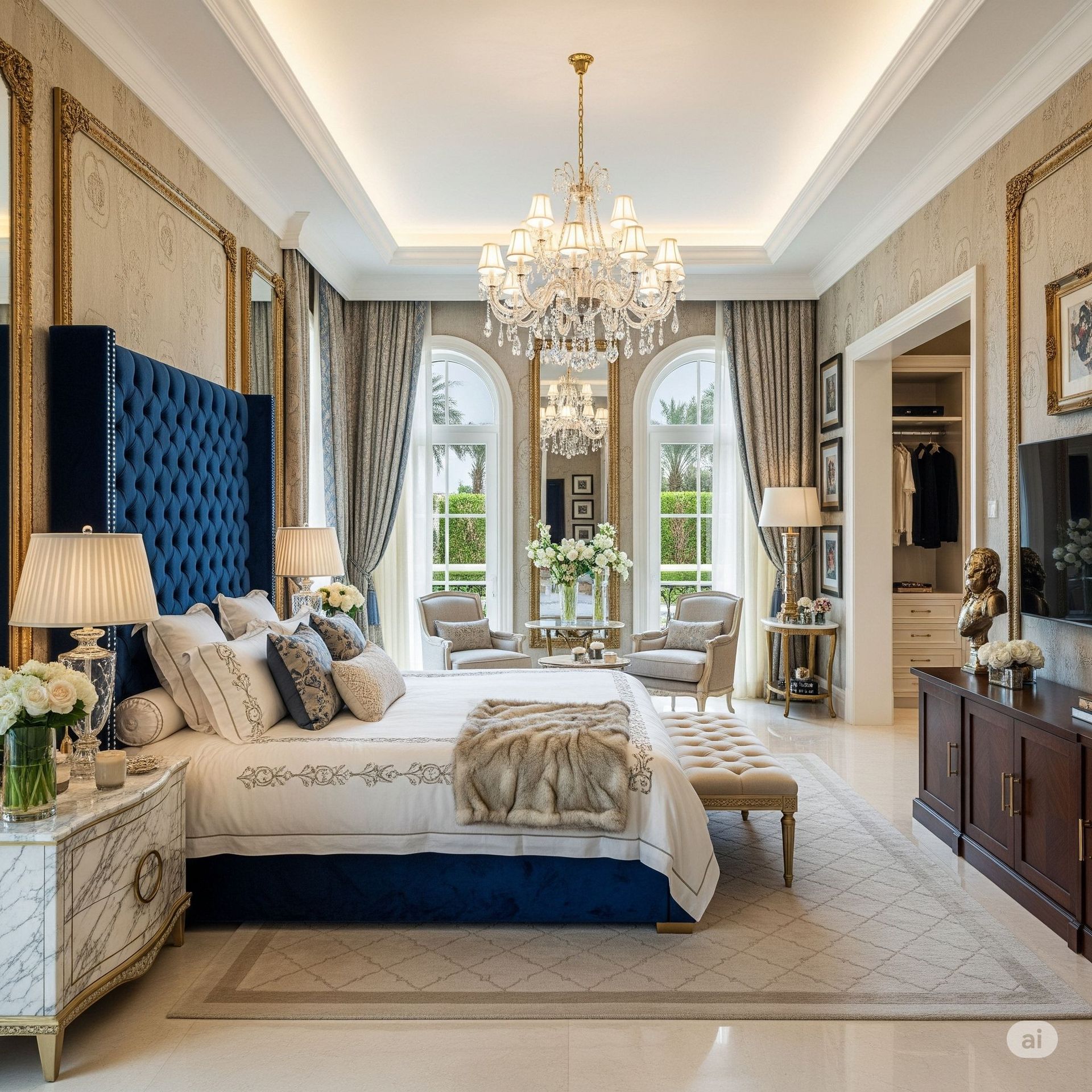 Emirates Hills Villa Master Bedroom Interior Design Dubai