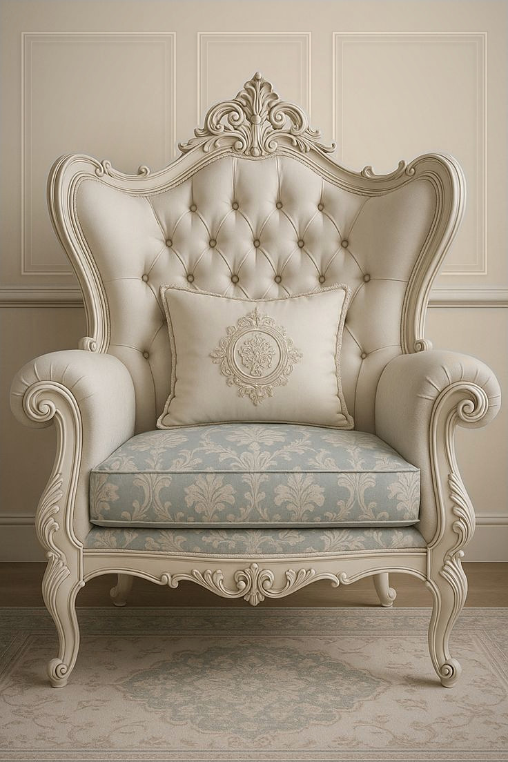 Hand-carved classic armchair made in the ELEVE workshop Dubai