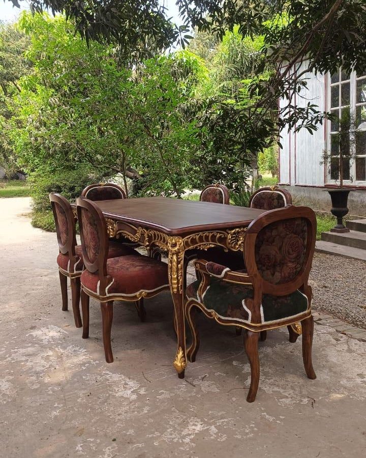 Hand-carved solid hardwood dining set made by ELEVE Dubai