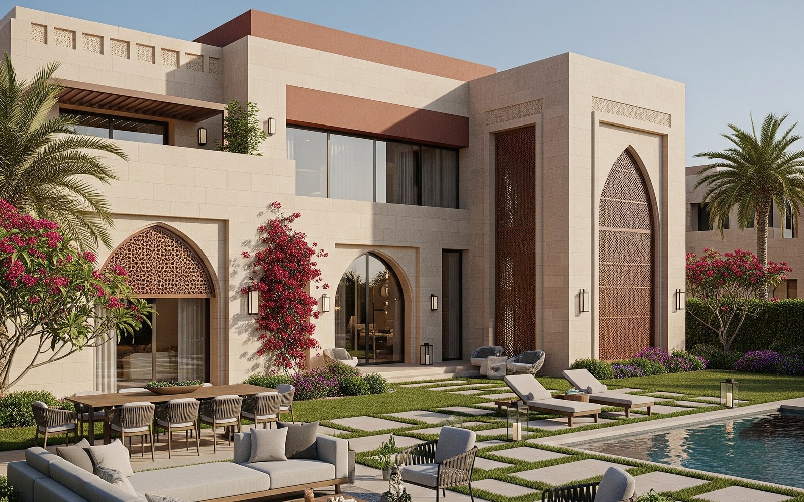 Outdoor terrace pool deck design