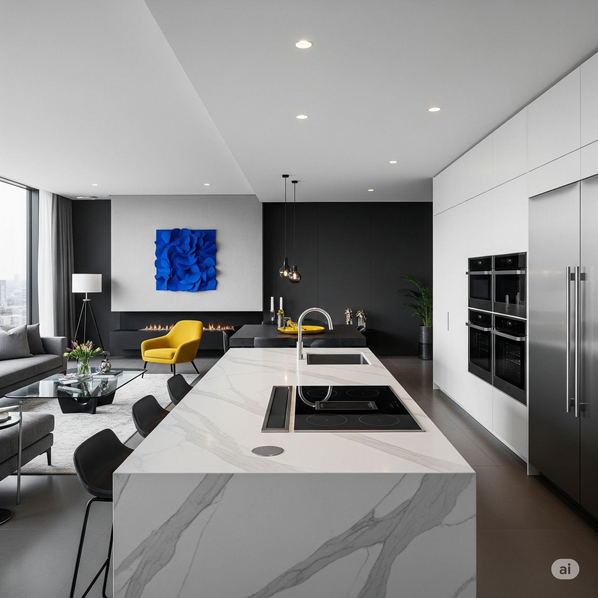 Penthouse Kitchen Modern Interior Design Dubai
